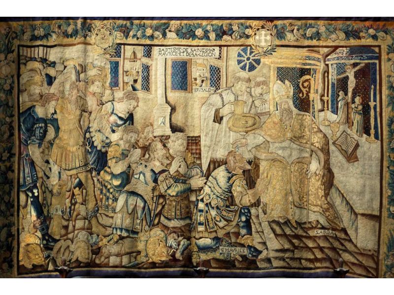 Tapisserie (XVIe s.) : Baptême de saint Maurice et de sa légion