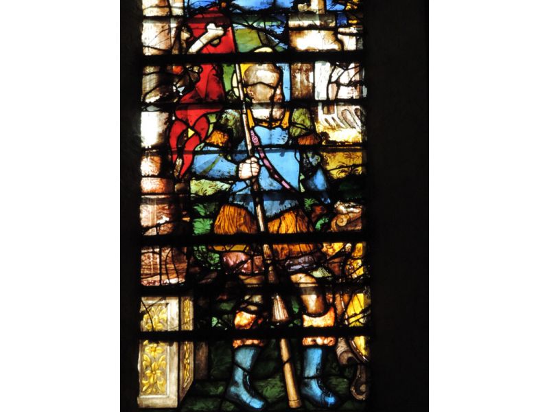 Saint Maurice, détail du vitrail de l'Adoration des Mages (XVIe s)
